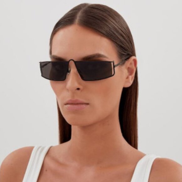 NEW SL606 001 SAINT LAURENT SUNGLASSES UNISEX BLACK SQUARE EYEWEAR - Picture 1 of 4